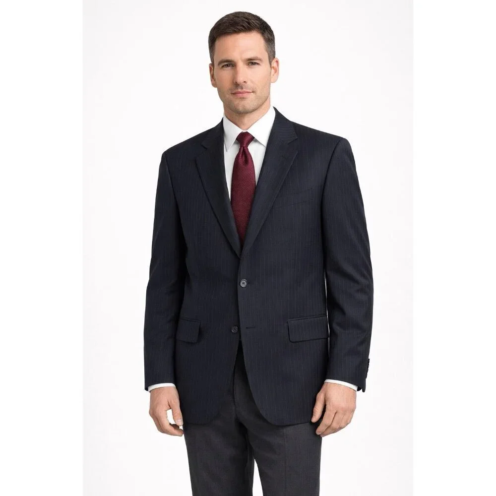 BROOKS BROTHERS 1818 MADISON saxxon jacket blazer sport coat stripe 42L black